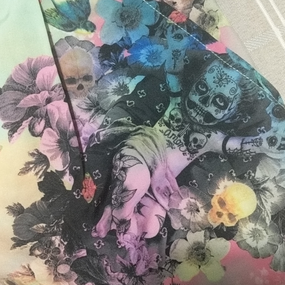 Iron Fist Pastel Floral Skull Bow Accent Women's Shorts - Picture 5 of 7